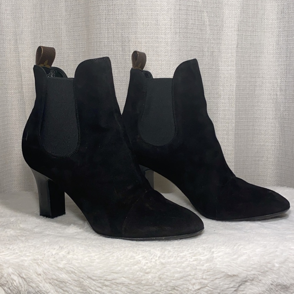 Louis Vuitton Suede Monogram Uniformes Booties